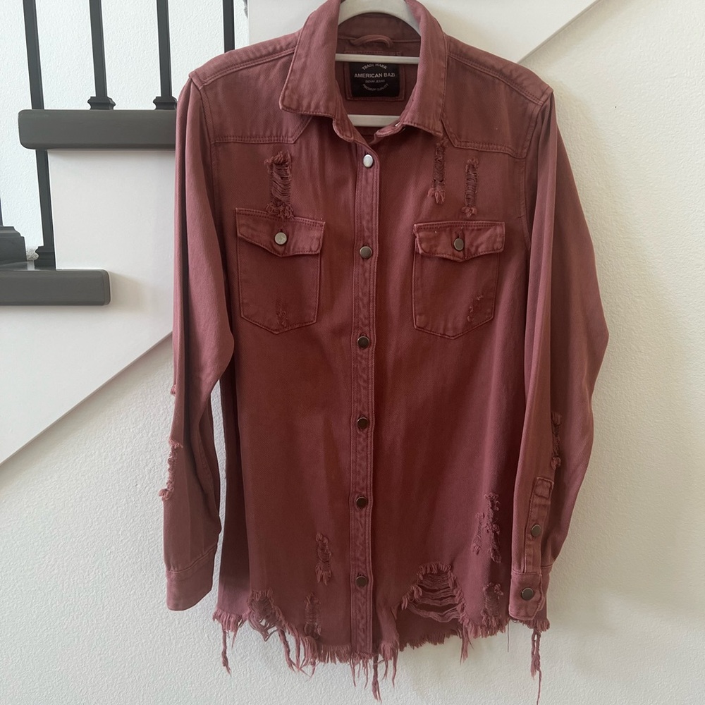 NWOT American Bazi Distressed Jacket